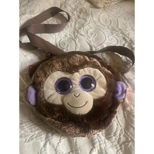 Ty Beanie Boos Monkey Small Plush Crossbody Bag Purple Sparkle Eyes